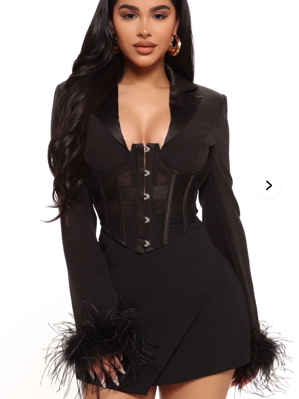 Black Feather Fever Corset Blazer